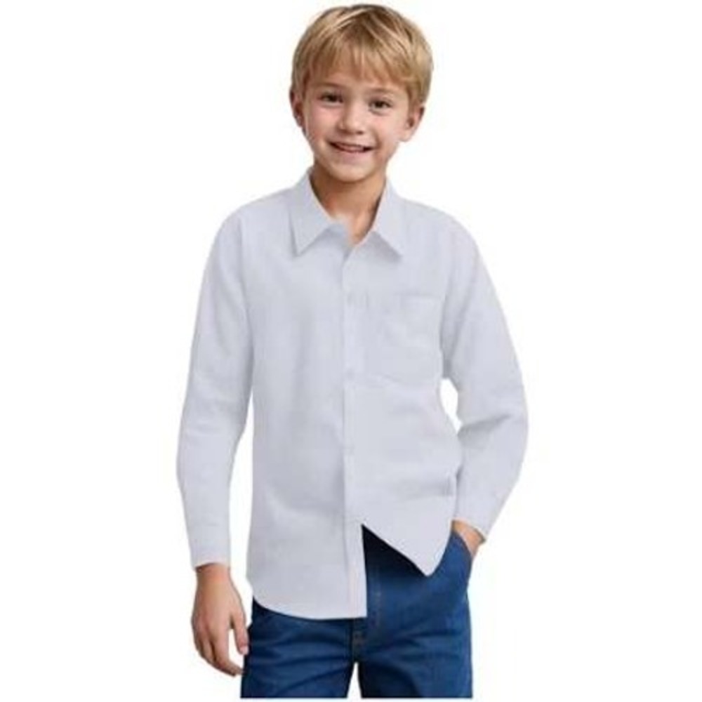 Amazon Essentials Boys Kids Uniform Long-Sleeve Woven Oxford Button-Down‎ White